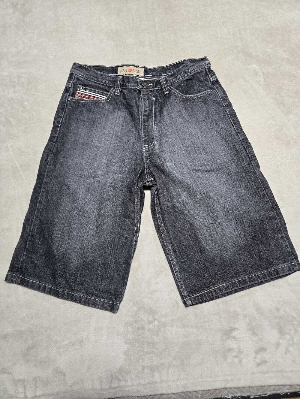Vintage NBN Gear Mens Denim Bermuda Shorts Size 34 JNCO Imitation 90s Grunge